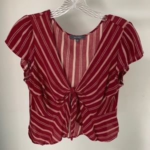 Tie Front Cropped Blouse